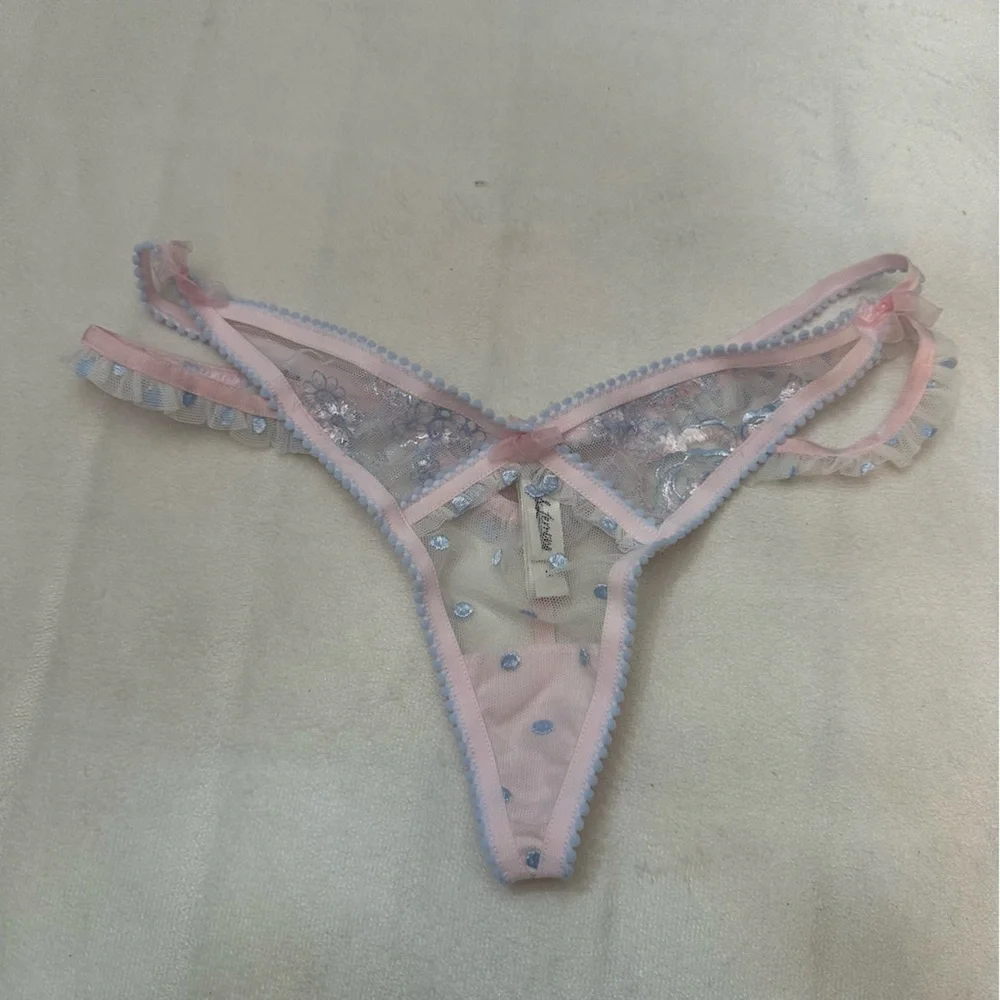 New! For Love And Lemons delicate foil floral Pink Sheer Panties 51360_5